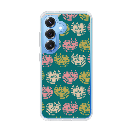 スリムプロテクションケース［ ELLE - Cat Pattern - グリーン ］