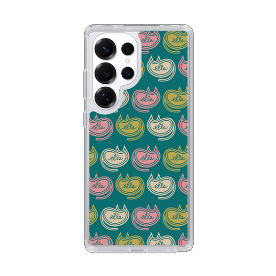 スリムプロテクションケース［ ELLE - Cat Pattern - グリーン ］