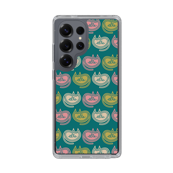スリムプロテクションケース［ ELLE - Cat Pattern - グリーン ］