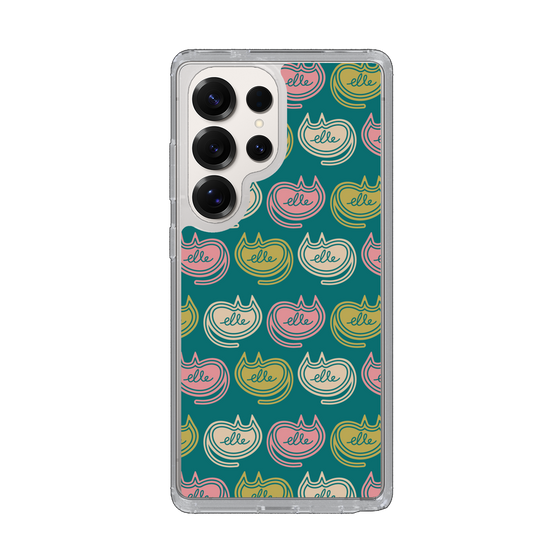 スリムプロテクションケース［ ELLE - Cat Pattern - グリーン ］