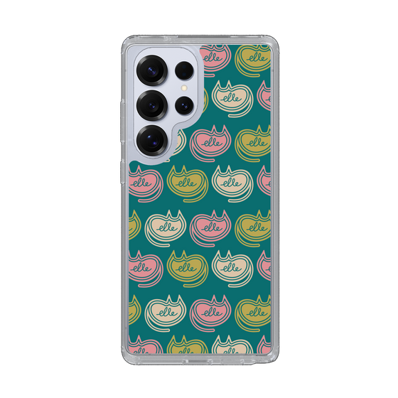 スリムプロテクションケース［ ELLE - Cat Pattern - グリーン ］