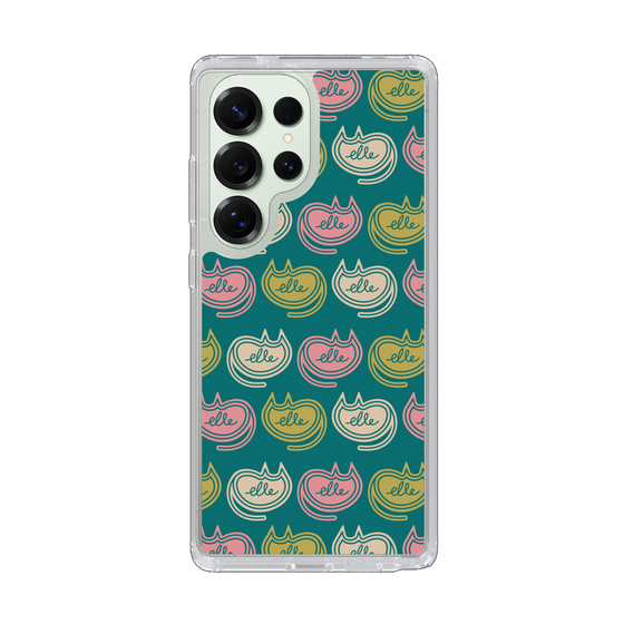 スリムプロテクションケース［ ELLE - Cat Pattern - グリーン ］