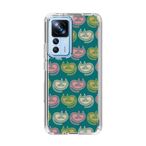 スリムプロテクションケース［ ELLE - Cat Pattern - グリーン ］