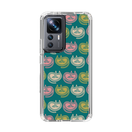 スリムプロテクションケース［ ELLE - Cat Pattern - グリーン ］