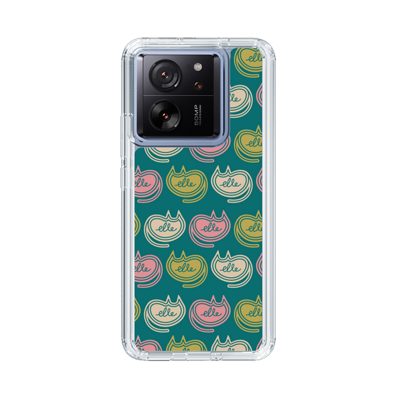 スリムプロテクションケース［ ELLE - Cat Pattern - グリーン ］
