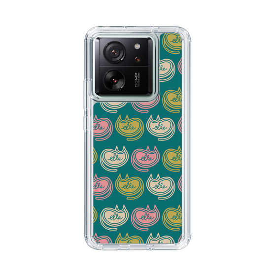 スリムプロテクションケース［ ELLE - Cat Pattern - グリーン ］