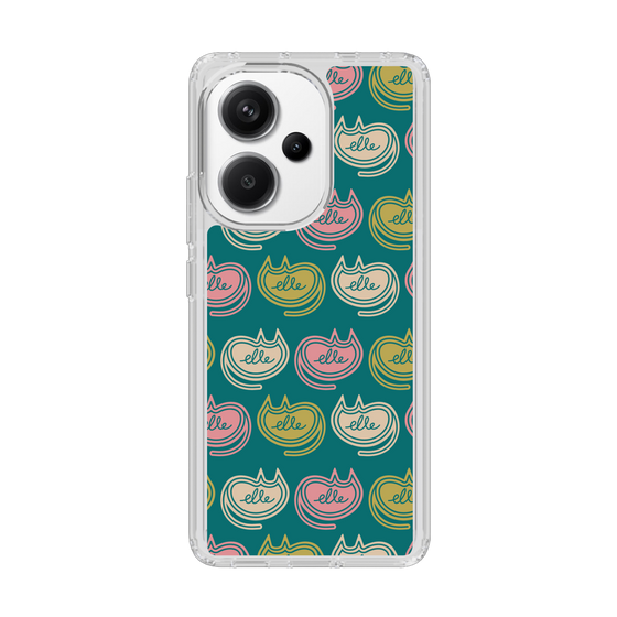 スリムプロテクションケース［ ELLE - Cat Pattern - グリーン ］