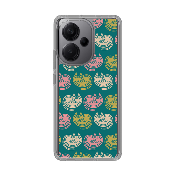 スリムプロテクションケース［ ELLE - Cat Pattern - グリーン ］