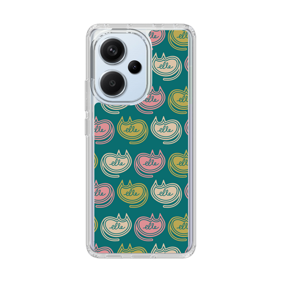 スリムプロテクションケース［ ELLE - Cat Pattern - グリーン ］