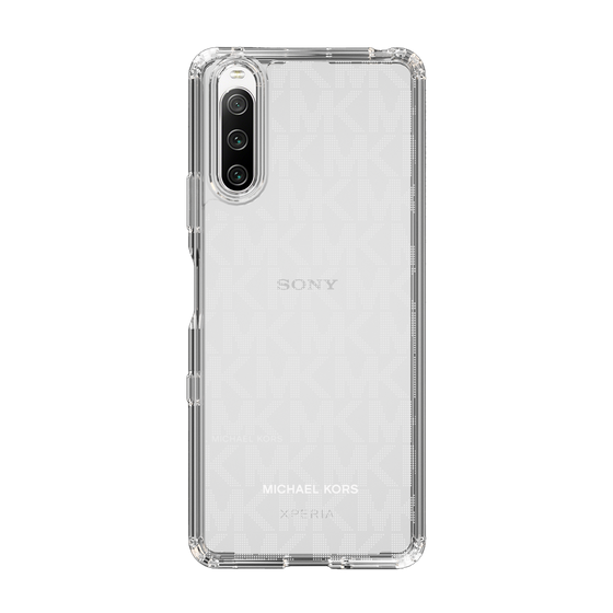 スリムプロテクションケース［ MICHAEL KORS - Signiture - Clear White ］