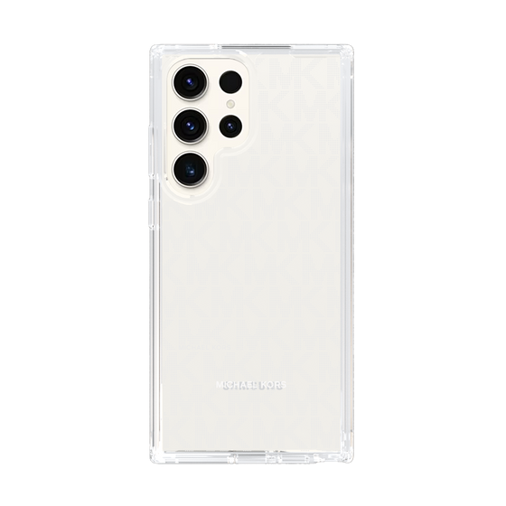 スリムプロテクションケース［ MICHAEL KORS - Signiture - Clear White ］