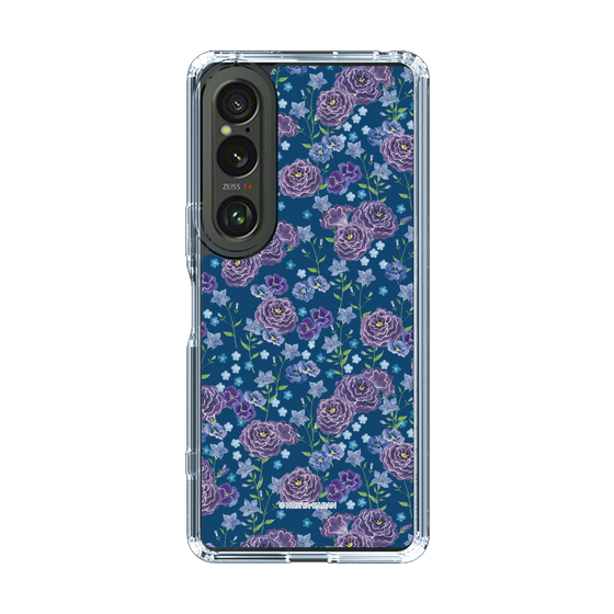 スリムプロテクションケース［ 日比谷花壇 - FloralSymphony - ネイビー ］