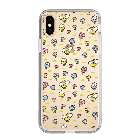 スリムプロテクションケース［ もくもくちゃん - フラワー - 総柄 ］