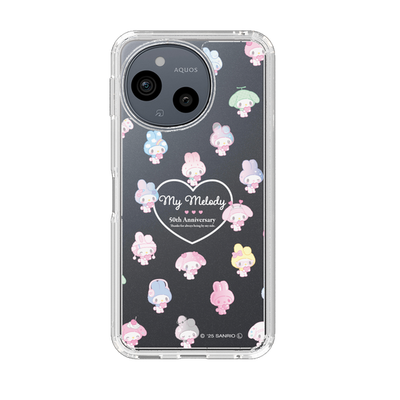 スリムプロテクションケース［ マイメロディ50周年・クロミ20周年 - マイメロディ - ガーリーポップハート総柄 ］