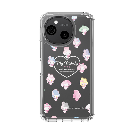 スリムプロテクションケース［ マイメロディ50周年・クロミ20周年 - マイメロディ - ガーリーポップハート総柄 ］