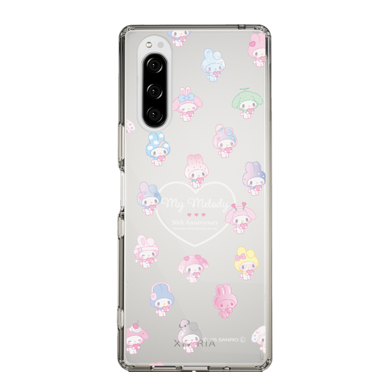 スリムプロテクションケース［ マイメロディ50周年・クロミ20周年 - マイメロディ - ガーリーポップハート総柄 ］