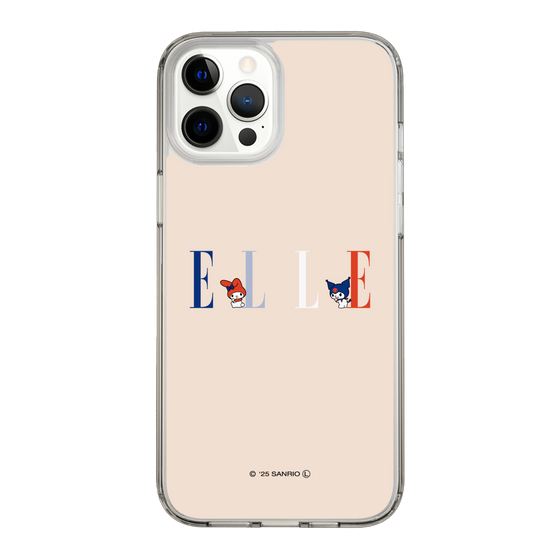 スリムプロテクションケース［ ELLE×マイメロディ＆クロミ - ロゴ - ベージュ ］