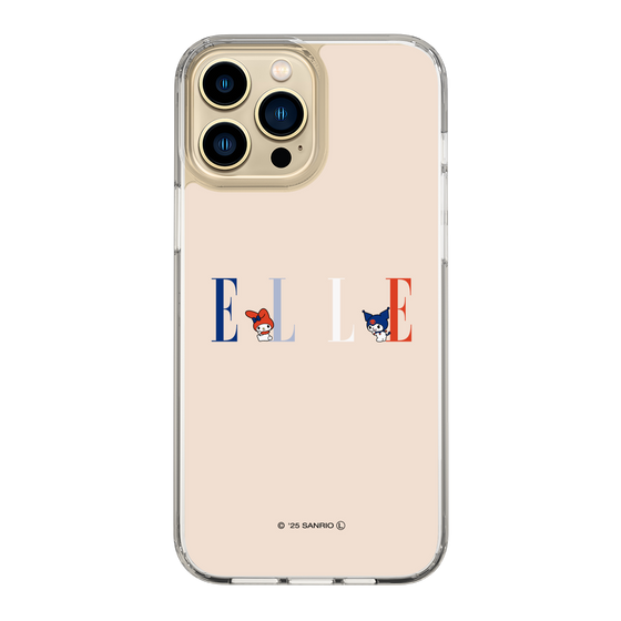 スリムプロテクションケース［ ELLE×マイメロディ＆クロミ - ロゴ - ベージュ ］