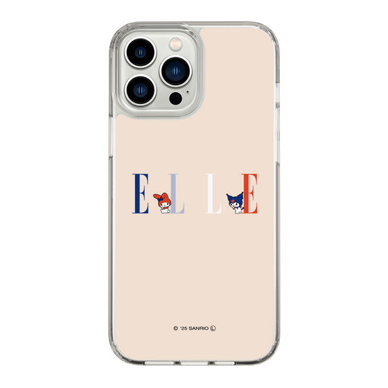 スリムプロテクションケース［ ELLE×マイメロディ＆クロミ - ロゴ - ベージュ ］
