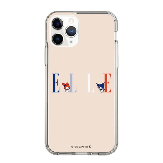 スリムプロテクションケース［ ELLE×マイメロディ＆クロミ - ロゴ - ベージュ ］