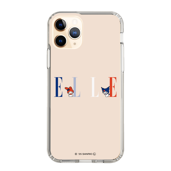 スリムプロテクションケース［ ELLE×マイメロディ＆クロミ - ロゴ - ベージュ ］
