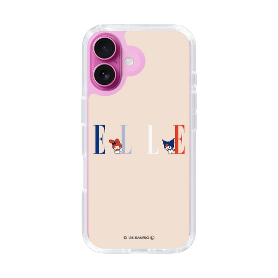 スリムプロテクションケース［ ELLE×マイメロディ＆クロミ - ロゴ - ベージュ ］