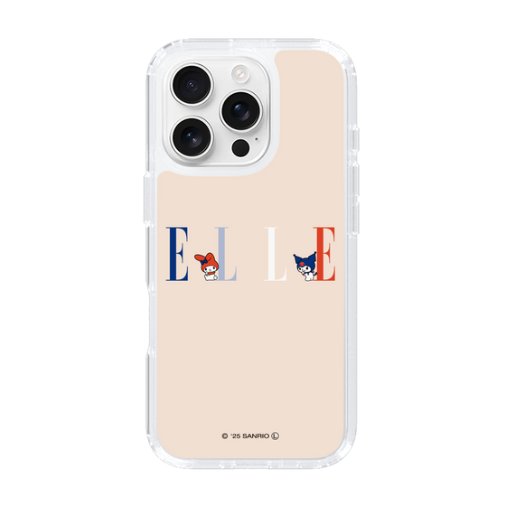 スリムプロテクションケース［ ELLE×マイメロディ＆クロミ - ロゴ - ベージュ ］