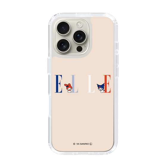 スリムプロテクションケース［ ELLE×マイメロディ＆クロミ - ロゴ - ベージュ ］