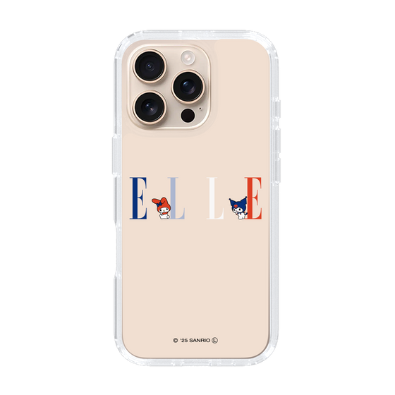 スリムプロテクションケース［ ELLE×マイメロディ＆クロミ - ロゴ - ベージュ ］
