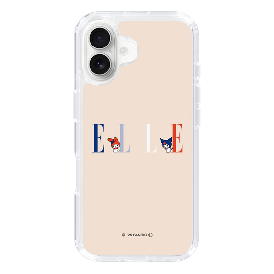 スリムプロテクションケース［ ELLE×マイメロディ＆クロミ - ロゴ - ベージュ ］