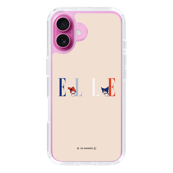スリムプロテクションケース［ ELLE×マイメロディ＆クロミ - ロゴ - ベージュ ］