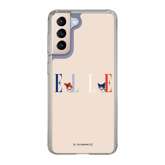スリムプロテクションケース［ ELLE×マイメロディ＆クロミ - ロゴ - ベージュ ］