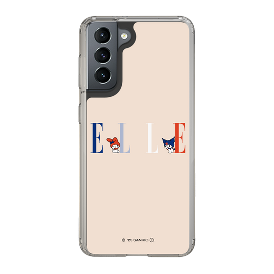 スリムプロテクションケース［ ELLE×マイメロディ＆クロミ - ロゴ - ベージュ ］