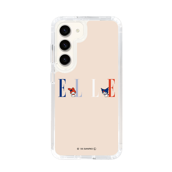 スリムプロテクションケース［ ELLE×マイメロディ＆クロミ - ロゴ - ベージュ ］