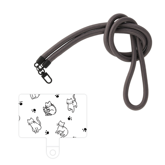 スマホショルダータグ［ オリジナル - CASEPLAYネコ総柄 - black ］