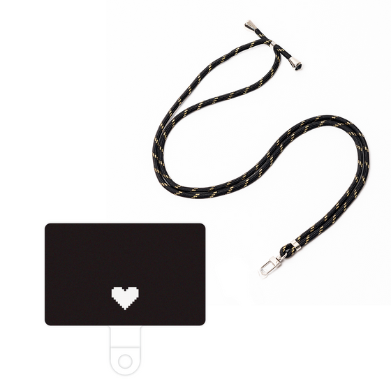 スマホショルダータグ［ オリジナル - 推し色ハート - ブラック ］