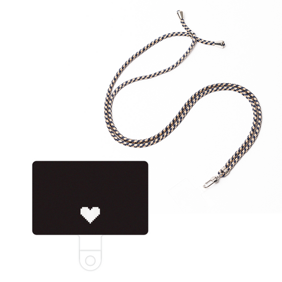 スマホショルダータグ［ オリジナル - 推し色ハート - ブラック ］