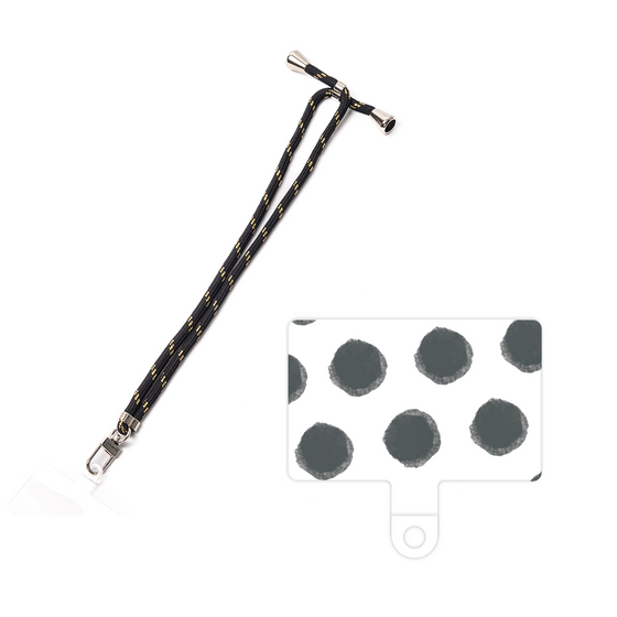 スマホショルダータグ［ オリジナル - 推し色水玉 - ブラック ］