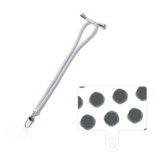 スマホショルダータグ［ オリジナル - 推し色水玉 - ブラック ］