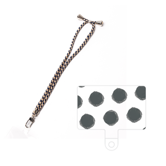 スマホショルダータグ［ オリジナル - 推し色水玉 - ブラック ］