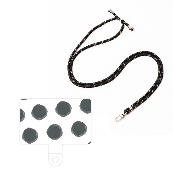 スマホショルダータグ［ オリジナル - 推し色水玉 - ブラック ］