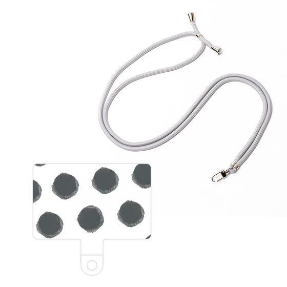 スマホショルダータグ［ オリジナル - 推し色水玉 - ブラック ］