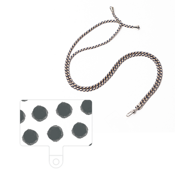 スマホショルダータグ［ オリジナル - 推し色水玉 - ブラック ］