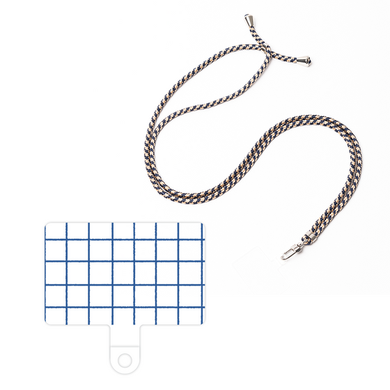 スマホショルダータグ［ オリジナル - 推し色チェック - ブルー ］