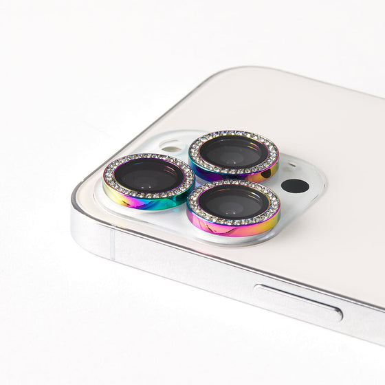 ラインストーンレンズガラス(３レンズ)  for Apple iPhone 13 Pro Max [ レインボー ]