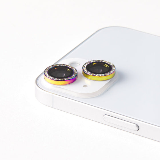 ラインストーンレンズガラス(２レンズ)  for Apple iPhone 14 Plus [ レインボー ]