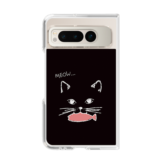 クリアケース［ 食いしん坊なねこ - Black ］