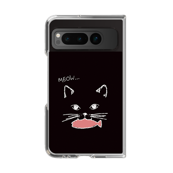 クリアケース［ 食いしん坊なねこ - Black ］