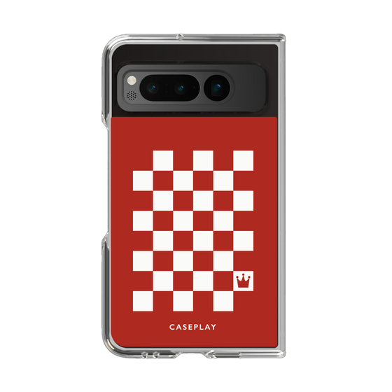 クリアケース［ Racing checkered flag Red - レーシングチェッカーフラッグ レッド ］