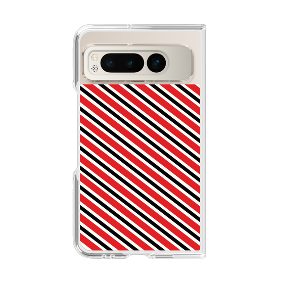 クリアケース［ Small Stripe - Red × Black ］